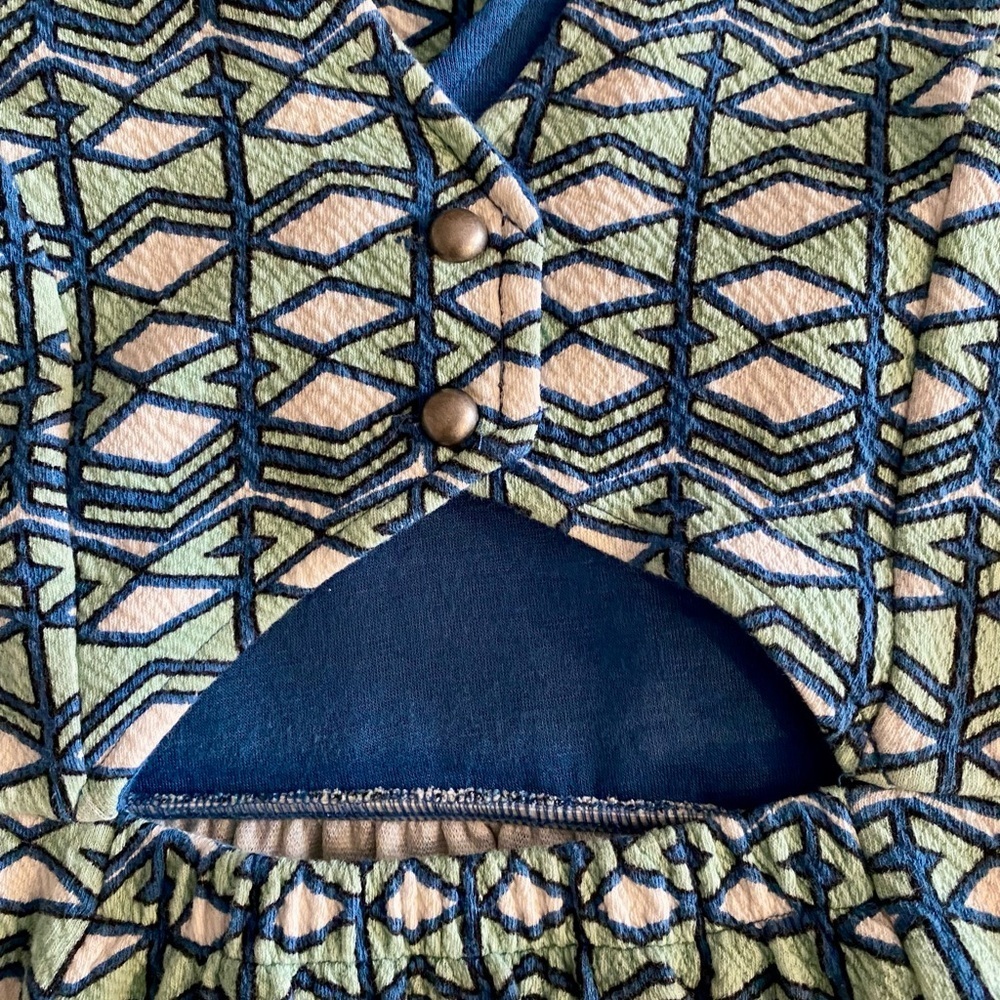Anthropologie Maeve Blue Green White Geometric V Neck Sleeveless Dress Size 8P - Picture 4 of 10